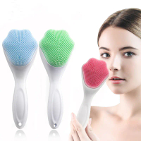 Facial cleansing brush with handle, manual facial massager, makeup remover, pore and blackhead clean