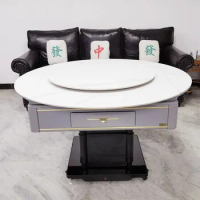 Long Table Changes to Large round Table Solid Wood Mahjong Machine Tea Table Lifting Electric Mahjong Table