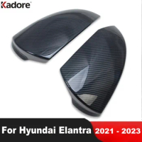 Rearview Mirror Cover Trim For Hyundai Elantra Avante 2021 2022 2023 Carbon Fiber Car Side Wing Mirrors Cap Overlay Accessories