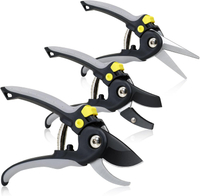 Jardineer 3PCS Pruning Shears Set for Gardening Bypass Pruning Scissors & Anvil Pruners with SK5 Bla