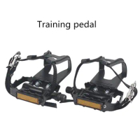 Bike Pedals with Clips and Straps for Exercise Bike Spin Bike And outdoor bicycles 9/16-Inch Spindle Resin/Alloy Bicycle Pedal