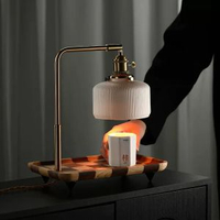 雅風香薰融蠟燈批發輕奢實木黃銅陶瓷無煙可調節浪漫氛圍感