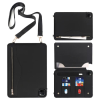 2020/2021 iPad Pro 11 PU Leather Case,iPad Pro 11 Case with Pencil Holder,Money Pocket,Shoulder/Hand Strap,Kickstand Flip Cover