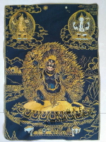 宗教佛像 刺繡版畫 西藏唐卡刺繡畫 織錦布畫絲織畫 紫瑪護法像