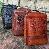 2020 Summer New Skeleton-Skin Retro Men's Backpack Hand-Carrying Genuine Leather Men's Bag Multi-Functional Travel Backpack