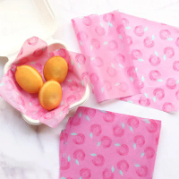 50Pcs makanan gred Baking Wax Paper Strawberry & Floral corak kertas Squares Non-Stick Cake Burger C