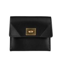 【Balenciaga 巴黎世家】Rodeo 金釦平滑小牛皮卡片夾(黑色)