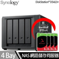 Synology群暉科技 DS423+ NAS 搭 Seagate IronWolf 8TB NAS專用硬碟 x 4