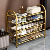 Gold Metal Shoe Rack Strong Bearing Capacity Indoor Shoe Storage Multi-Layer Narrow Large Capacity Shoe Organizer