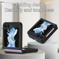 For Galaxy Flip5 Shockproof Slim Thin Leather Case for Samsung Galaxy Z Flip 5 Flip5 5G Zflip5 Anti-Knock Phone Accessories