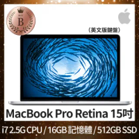 【Apple 蘋果】B 級福利品 MacBook Pro 15吋 i7 2.5G CPU 16GB RAM 512GB SSD GT750M 英文鍵盤(2014)