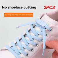 2PCS Press Lock Shoelaces Without Tie Shoe String Colorful Elastic Laces Shoe Accessories Sneakers Lazy Laces 100cm