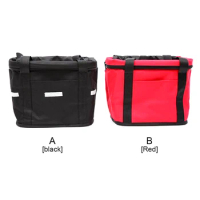 Bicycle Handlebar Basket Folding Front Frame Bag Commuting Picnic Small Pet Carrier Mountain Bike Road Pouch Handbag Red