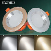 Golden LED Downlight 7W Recessed Round LED Ceiling Lamp Indoor Silver Lighting Warm White Cold White AC86~265V