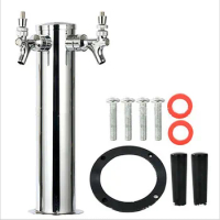 Home-made double-tap beer tower faucet tower 304 stainless steel beer tower with double beer faucet accessories