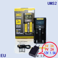 NITECORE UMS2 C4 VC4 LCD Smart Battery Charger for Li-ion/IMR/INR/ICR/LiFePO4 18650 14500 26650 AA 3.7 1.2V 1.5V Batteries D4