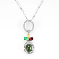 【寶石方塊】天然綠碧璽項鍊-925銀飾-蒼松翠柏