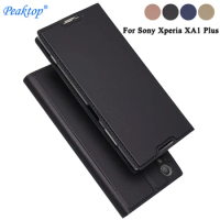 Peatkop For Sony Xperia XA1 Plus Case Anti-Fingerprint Dustproof XA1Plus 5.5 Luxury Leather Flip Book Cover Phone Bags Cases