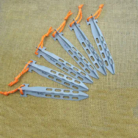 6pcs tube type solid tent nail ground tack 14mm triangular V type high strength titanium alloy outdoor camping 160mm length bolt