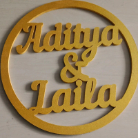 Huruf kayu ukiran lingkaran