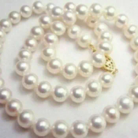 AAA 9-10mm South Sea Perfect Round White Pearl Necklace 18" 14k Gold Buckle