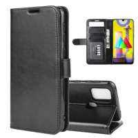 SM-M315F Case for Samsung Galaxy M31 M315 (6.4in) Cover Wallet Card Stent Book Style Faux Leather Flip Protect Black 31M M 315