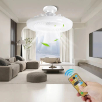 3In1 LED Ceiling Fan With Lighting Lamp E27 Converter Base With Remote Control For Bedroom Living Home Silent AC85-265V