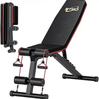 Adjustable Folding Weight Bench,Foldable Incline Decline Workout Bench Sit Up Bench with Resistance Band,Multifunctional Bench