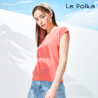 【Le Polka】熱帶珊瑚橘針織上衣 -女