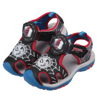 【布布童鞋】Marvel蜘蛛人黑紅色兒童電燈護趾涼鞋(B4C112D)