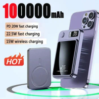 Hot 100000mAh Wireless Power Bank Magnetic Qi Portable Powerbank Type C Fast Charger For iPhone15 14 13 Samsung MaCsafe