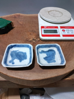 日本回流瓷器古董清代老青花獅子盤碟皿，文房筆舔，一對。小碟。