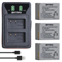Batmax NB-7L NB 7L Battery+New LED Dual Charger with Type C Port&amp;USB Cable for Canon PowerShot G10 G11 G12 SX30IS