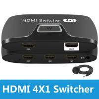 HDMI1.4 Switch HDR 4K 30Hz HDMI Switcher 4 in 1 out with remote HDMI switch splitter for PS5 PS4 pro Apple TV