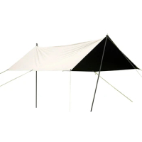 Black Coated Tarp With Poles Outdoor Camping Shelter Tarp 3x4 3x5m Beach Tent Butterfly Ultralight Sunshade Flysheet Picnic