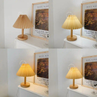 Exclusive Sale [Minihome] Retro Pleated Lamp Lampu Meja Tidur Minimalis Lipit Korean Aesthetic Home 