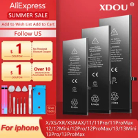 XDOU High Quality Battery For iPhone X XR XS 11 12 13 Mini Max Pro Promax High Capacity Replacement + Give With Tools