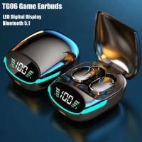 TG06 TWS Wireless Bluetooth Headset Noise Reduction Gaming Earbuds with Mic Wireless Headphones LED Game Bluetooth Earphones