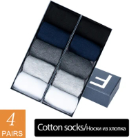 Brand Men's Cotton Socks New Style Black Business Men Soft Breathable Summer Winter for Male Socks Plus Size EU39-47 4 Pairs/Lot
