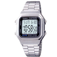 CASIO 時尚都會數字錶(A178WA-1)-銀/32.5mm