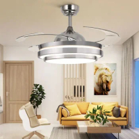 New Ceiling Fan Lights Lamps Modern Remote Control 36 42 Inch Gold Silver Led Lumiere For Dining Room Bedroom Fan Lighting