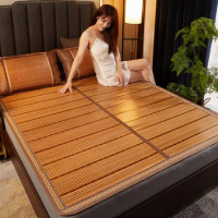 Bamboo mat cool mattress positive negative dual-use grass mat double-sided household rattan mat foldable ice silk bamboo summer