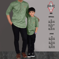 baju koko kapelan ayah dan anak,baju koko kapelan premium Muslim Katun Panjang