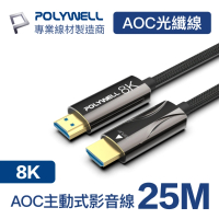 【POLYWELL】HDMI AOC光纖線 2.1版 25M