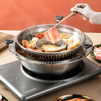 Rotate Strainer Gas Induction Cooker Big Hot Pot Divided Stainless Steel Mandarin Duck Hotpot Fondue Chinoise Chinese Fondue