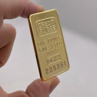 One Ounce Fine Gold 9999 Credit SUISSE Bars with Different Serial Laser Number Decoration Coins Suisse Gold bar