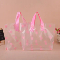 50pcs Pink Polka Dot Pvc Gift Bags Gift Bag for Christmas Wedding Party Candy Food Packaging Bag Costume Packaging Handbags Dec