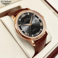 ZUNPAI Origina watch for Men Business Women Fashion Casual Waterproof Luminous Leather Quartz Ladies Wristwatches