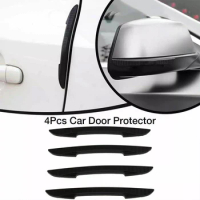4Pcs Car Door Sticker Anti-Collision Scratch Strip Rearview Mirror Stickers Edge Handle Protector Black Universal