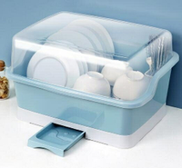 瀝水架 碗碟收納架帶蓋放碗箱帶瀝水置物架裝碗筷收納盒家用廚房臺面碗櫃